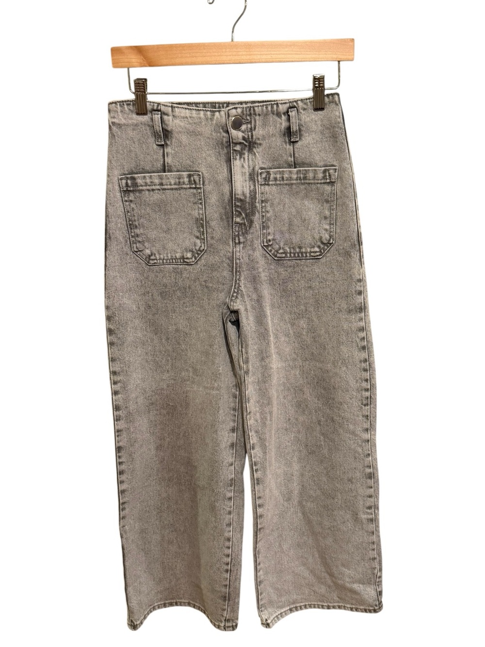 NWOT Zara High-Waisted Flare Wide-Leg Jeans in Washed Gray - Size 4